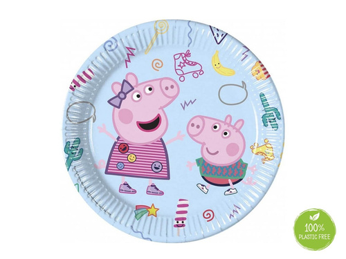Talerzyki papierowe na urodziny Świnka Peppa - 23 cm - 8 szt.