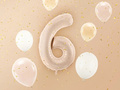 Number 6 Beige Foil Balloon - 72 cm - 1 pc