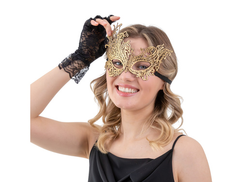 Maska karnawałowa koronkowa - złota - 1 szt.