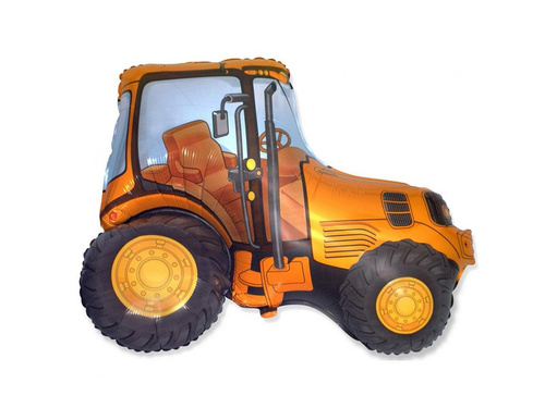 Orange Tractor foil balloon - 73 x 95 cm - 1 pc.