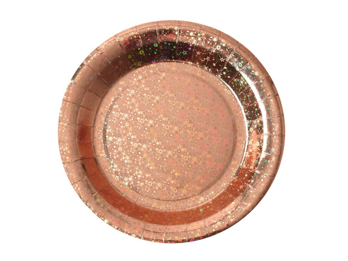 Rose gold holographic plates - 22,5 cm - 10 pcs.