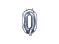 Foil balloon number 0 silver - 35 cm