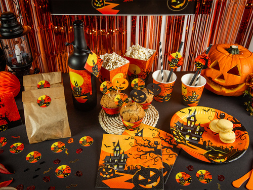 Kubeczki papierowe na Halloween Nawiedzony Dom - 250 ml - 6 szt.