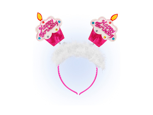 Opaska na głowę z futerkiem - babeczki urodzinowe