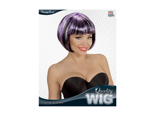 Czarno-fioletowa peruka z modnymi pasemkami