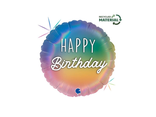 Balon foliowy okrągły Happy Birthday - 14" - 1 szt.