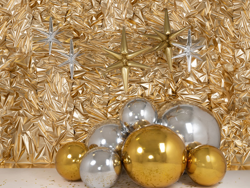 Balon foliowy Gwiazda srebrna 3D - 105 cm - 1 szt.