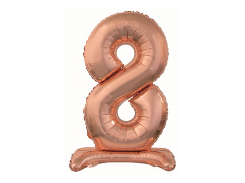 Foil balloon standing number 8 pink gold - 74 cm