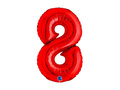 Balon foliowy cyfra 8 czerwony - 14" - 1 szt.