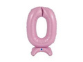 Balon foliowy stojący cyfra 0 pastelowa różowa - 64 cm - 1 szt.