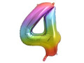 Foil balloon number 4 rainbow - 85 cm - 1 pc.