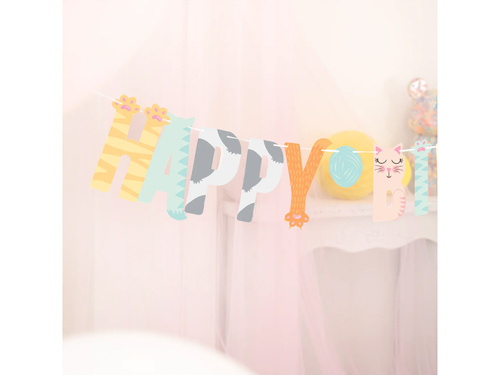 Happy Birthday Cats banner - 200 cm - 1 pc.