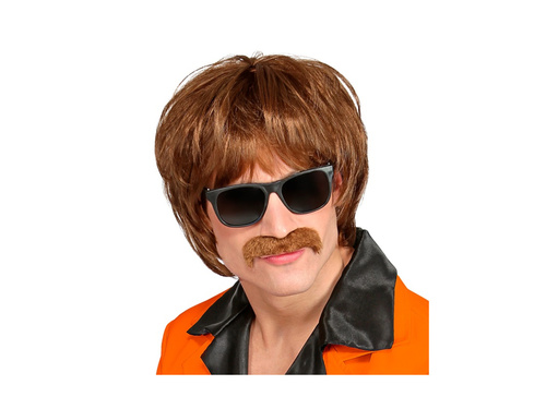 Peruka Mod Shag z lat 60. z wąsami