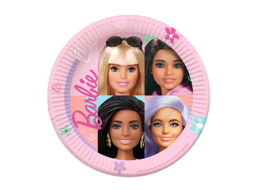 Talerzyki papierowe Barbie - 23 cm - 8 szt.