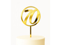 Gold mirrored plexiglass topper for 70th birthday cake