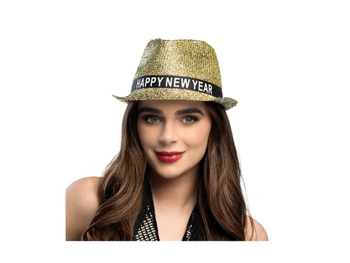 Kapelusz Sparkling Happy New Year złoty