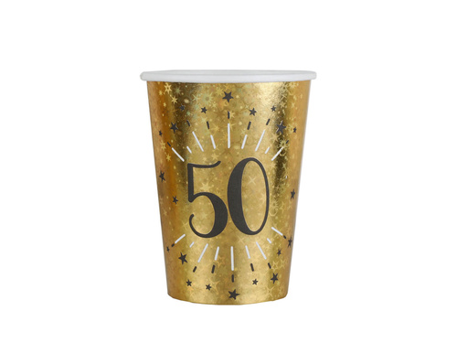 Kubeczki papierowe na pięćdziesiąte urodziny 50 Sparkling - 250 ml - 10 szt.