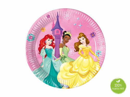 Talerzyki papierowe na urodziny Princess - Księżniczka - 20 cm - 8 szt.
