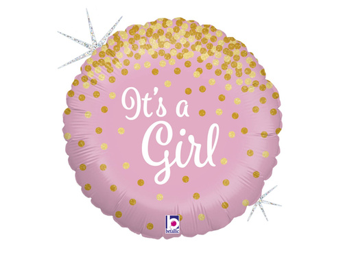 Balon foliowy It's a Girl różowy - 46 cm - 1 szt.