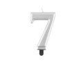 Silver metallic number candle - 7 - seven