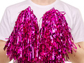 Pompony cheerleaderki metaliczne różowe - 2 szt.