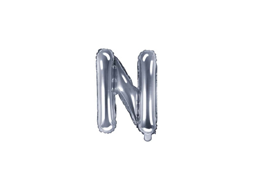 Foil balloon letter "N" silver - 35 cm