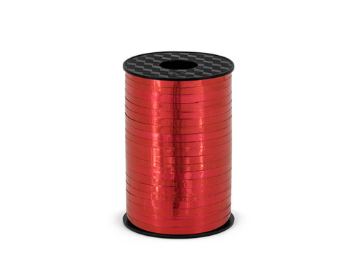 Decorative ribbon for balloons - metallic - red - 225 m