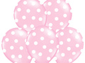 Light pink latex balloons with white dots - 30 cm - 6 pcs.