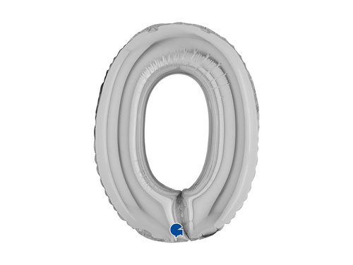 Balon foliowy cyfra 0 srebrny - 14" - 1 szt.