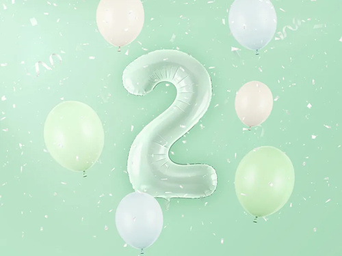 Balon foliowy zielony cyfra 2 - 72 cm - 1 szt.
