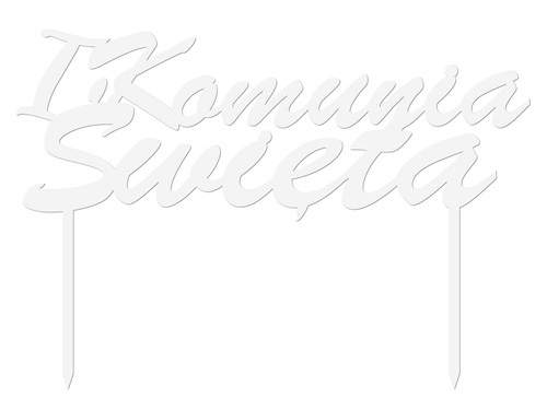 White plexiglass topper for IHS I Holy Communion cake - 1 pc.