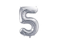 Number 5 silver Foil Balloon - 72 cm - 1 pc