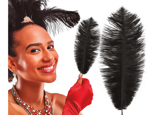 Ostrich Feather Black Big 30 cm