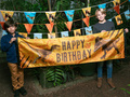 Baner materiałowy Happy Birthday T-Rex - 50 x 180 cm