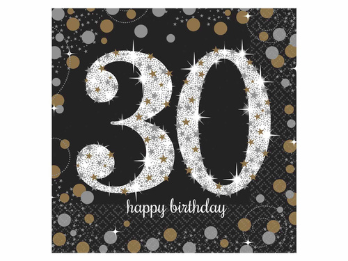 Thirtieth birthday napkins - 33cm - 16 pcs.