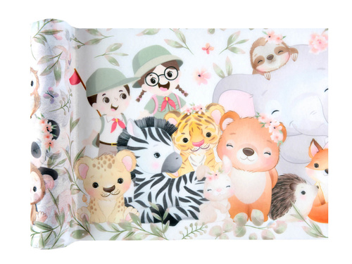 Non-woven table runner decoration Animals - 30 cm x 5 m - 1 pcs.