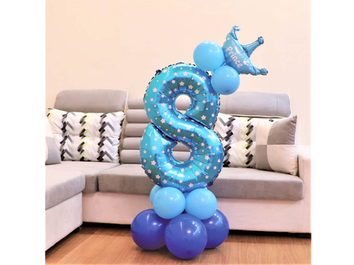 Set of balloons with the number eight blue - 15 pcs.