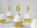 Metallic gold number candle - 6 - six