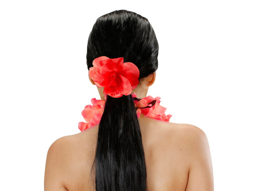 Red flower hair tie - 1 pc