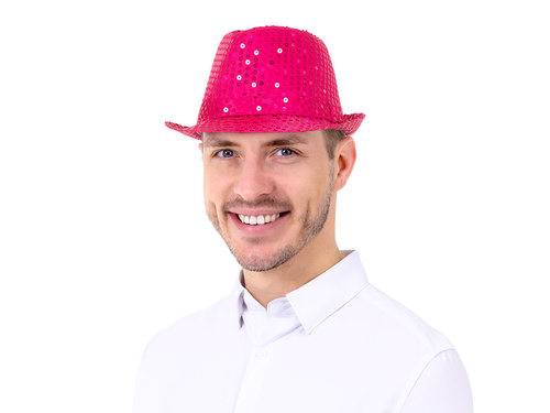 Kapelusz z cekinami różowy - 1 szt.