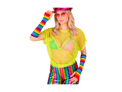 Tęczowe rękawiczki bez palców 33 cm