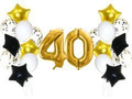 Zestaw balonów na czterdziestkę złoto-czarny - 21 szt.