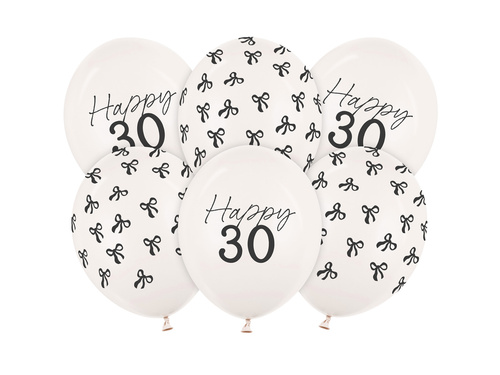 Zestaw balonów lateksowych na trzydziestkę - 30 cm - 6 szt.