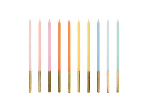 Birthday candles, pastel rainbow - 10 pcs