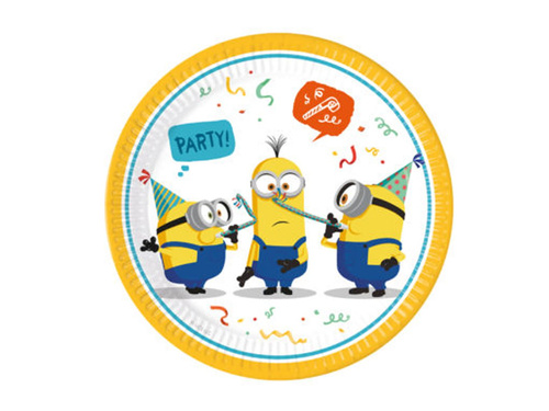 Talerzyki papierowe na urodziny Minionki - 23 cm - 8 szt.