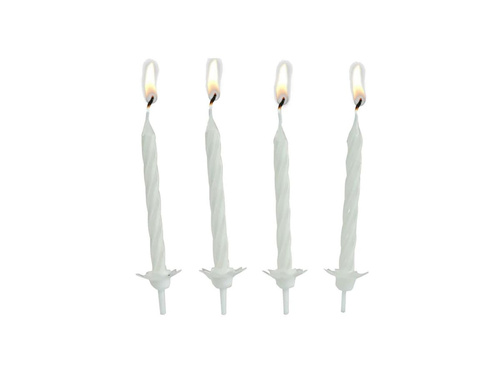 Birthday candles - white - 24 pcs 12 bases