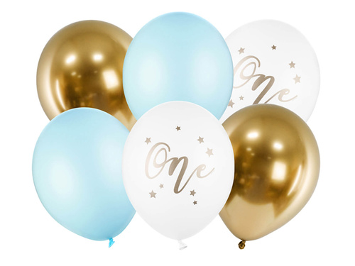 Set of latex balloons One for a boy's birthday - 30 cm - 6 pcs.