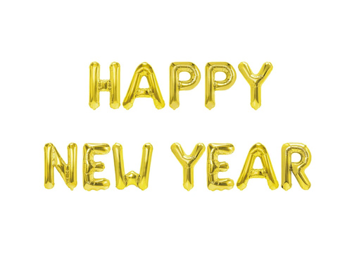 Foil balloon sign Happy New Year gold - 40 cm high