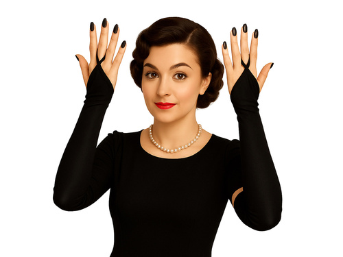 Black Fingerless Satin Gloves