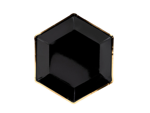 Black plates with gold rim - 23 cm - 6 pcs.